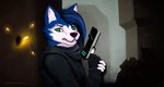 anthro blue_body blue_fur clothed clothing female fur gun hair holding_gun holding_object holding_ranged_weapon holding_weapon ranged_weapon weapon white_body white_fur dezhowls nintendo star_fox krystal_(star_fox) canid canine fox mammal