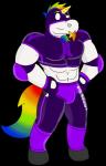 anthro body_hair bulge chest_hair clothed clothing facial_hair fur horn male muscular muscular_anthro muscular_male pecs rainbow solo wrestlers conditional_dnp notkastar mythology dave_(notkastar) equid equine mammal mythological_creature mythological_equine unicorn 2018 alpha_channel digital_media_(artwork)