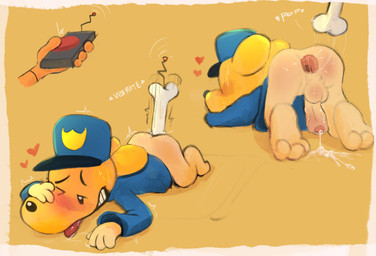 anal anal_penetration anthro anus ass_up balls blush bodily_fluids cum cum_inside duo ejaculation genital_fluids genitals improvised_sex_toy male object_in_ass penetration penis police police_officer saliva saliva_on_tongue sex_toy sex_toy_in_ass sex_toy_insertion solo_focus text tongue tongue_out toony vibrator vibrator_in_ass notsafeforwanking dog_man_(series) dog_man_(character) petey_the_cat canid canine canis domestic_cat domestic_dog felid feline felis mammal tabby_cat 2025 absurd_res digital_media_(artwork) english_text hi_res