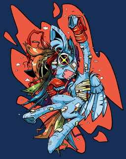 bandage blood blue_body blue_fur bodily_fluids bruised clothing cutie_mark feathered_wings feathers female feral fur gloves hair handwear looking_at_viewer multicolored_hair mutilation patch_(fabric) rainbow_hair solo tail wings ybkathan friendship_is_magic hasbro my_little_pony mythology rainbow_dash_(mlp) equid equine horse mammal mythological_creature mythological_equine pegasus pony absurd_res alpha_channel digital_media_(artwork) hi_res