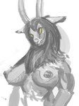 anthro black_hair breasts female hair horn nipples solo yellow_eyes yamabat scp_foundation scp-3887-b monster herm_(lore)