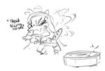 anthro chibi cleaning_tool duo eyes_closed feathered_wings feathers female hissing simple_background text vacuum_cleaner white_background wings d._(artist) unknown_artist cavemanon_studios goodbye_volcano_high roomba snoot_game fang_(gvh) metal_gear_raymba dinosaur prehistoric_species pterodactylus pterosaur reptile scalie english_text low_res monochrome sketch