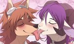 anthro anthro_on_anthro blush brown_hair duo ear_piercing ear_ring eyebrows eyes_closed forked_tongue french_kissing hair horn interspecies kissing licking licking_tongue male male/male male_anthro piercing purple_hair ring_piercing smile tongue tongue_out seyumei keith_(seyumei) sky_(seyumei) bovid canid canine canis caprine dobermann domestic_dog goat mammal pinscher animated short_playtime