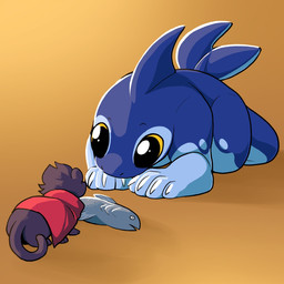 big_eyes black_body black_fur blue_body cape cape_only claws clothing duo female feral food fur glistening glistening_eyes looking_at_another male mostly_nude offering_food tail carameltsi rivals_of_aether clairen_(rivals_of_aether) orcane aquatic canid canine cetacean dolphin domestic_cat felid feline felis fish hybrid mammal oceanic_dolphin orca toothed_whale 1:1 digital_media_(artwork) hi_res