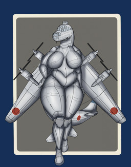 aircraft airplane anthro back_wings belly big_breasts breasts cockpit featureless_breasts featureless_crotch female fin grey_body leg_fins machine metallic_body navel non-mammal_breasts non-mammal_navel not_furry nude nude_anthro nude_female propeller simple_background smile solo tail tail_fin thick_thighs vehicle wings merusartz aeromorph living_aircraft living_machine living_vehicle alpha_channel digital_media_(artwork) hi_res