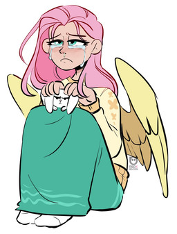 annoyed blue_eyes bodily_fluids bottomwear clothing crying duo feathered_wings feathers female feral footwear hair male pink_hair simple_background sitting skirt socks tears white_background white_clothing white_footwear white_socks wings redxbacon friendship_is_magic hasbro my_little_pony angel_(mlp) fluttershy_(mlp) humanoid lagomorph leporid mammal rabbit winged_humanoid hi_res