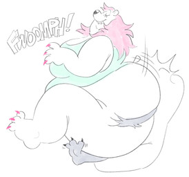 ambiguous_gender anthro big_breasts big_butt black_nose breasts butt butt_grab butt_squish colored_nails duo eyelashes eyes_closed facesitting female female/ambiguous fur hair hand_on_butt huge_butt larger_anthro larger_female motion_lines nails obese obese_anthro obese_female overweight overweight_anthro overweight_female pink_hair scut_tail sharp_teeth short_tail side_view simple_background sitting_on_another size_difference smaller_ambiguous smile sound_effects squish tail teeth weight_difference white_background white_body white_fur twistcmyk noelle_(twistcmyk) bear mammal polar_bear ursine 2025 hi_res