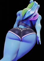 anthro athletic_wear big_butt black_background blue_body bottomwear bra bubble_butt butt butt_focus clothing female gym_bottomwear gym_shorts hair hip_sway jiggling multicolored_hair muscular muscular_anthro rainbow_hair shorts simple_background solo sports_bra text text_on_clothing thick_thighs underwear walking wide_hips arisenleaf friendship_is_magic hasbro my_little_pony rainbow_dash_(mlp) equid equine human humanoid mammal 3d_(artwork) animated digital_media_(artwork) hi_res webm