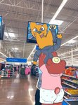 anthro bottomwear canon_couple clothing duo interspecies lifting male photo_background security security_camera shorts supermarket tbid night_in_the_woods showing_baby_to_a_supermarket_camera walmart angus_delaney gregg_lee bear canid canine fox mammal hi_res meme photography_(artwork)