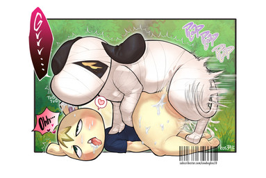 ahegao anthro big_butt bite bodily_fluids bottom_heavy butt doggystyle duo ear_bite ear_pull femboy femboy_penetrated from_behind_position fucked_silly glowing glowing_eyes growling looking_pleasured male male/male mating_grip motion_lines mummy_wrappings outside_sex pinned pinned_to_ground possessive sex shortstack shortstack_male simple_background sound_effects speech_bubble tail tail_motion tailwag text thick_thighs wide_hips wraps kos39 animal_crossing nintendo lucky_(animal_crossing) marshal_(animal_crossing) canid canine canis domestic_dog mammal rodent sciurid tree_squirrel absurd_res hi_res url watermark