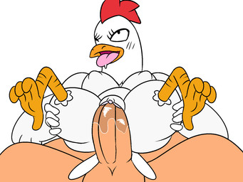 ahegao balls beak blush blush_lines bodily_fluids breasts duo featureless_nipples female feral genitals looking_pleasured male male/female open_beak open_mouth penis simple_background spread_legs spreading tongue tongue_out vaginal vulva white_background 4chan_anon unknown_artist mario_bros nintendo hen_(mario) wario avian bird chicken galliform human mammal phasianid 2018