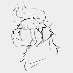 anthro bodily_fluids crying hair hair_over_eyes horn male male_anthro mouth_closed obscured_eyes simple_background solo tears jezzlen logan_(jezzlen) bovid bovine cattle mammal 1:1 headshot_portrait monochrome portrait sketch
