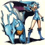 blue_hair duo female gym_leader hair simple_background siphon_(anatomy) white_background may_dog nintendo pokemon clair_(pokemon) fish generation_2_pokemon human kingdra mammal marine pokemon_(species) 1:1 low_res