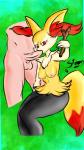 anthro balls breasts disembodied_torso duo erection female female_focus genitals human_on_anthro inner_ear_fluff interspecies male male/female nipples nude penis pokemorph solo_focus tuft stoonbucko nintendo pokemon braixen canid canine generation_6_pokemon human mammal pokemon_(species) 9:16 hi_res