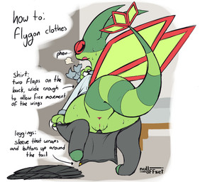 after_transformation anus bodily_fluids breath butt clothing clothing_aside dressing female female_feral feral furgonomics gender_transformation genitals pokemorph raised_tail solo sweat tail text thick_tail transformation vulva wide_hips nulloffset mythology nintendo pokemon rayne_(nulloffset) dragon flygon generation_3_pokemon mythological_creature mythological_scalie pokemon_(species) scalie english_text hi_res