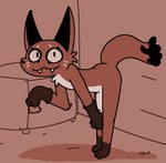 anthro biped black_body black_fur brown_body brown_fur condom fur genitals half-erect holding_condom holding_object looking_at_viewer male penis sexual_barrier_device solo white_body white_fur silly_imp nintendo pokemon generation_8_pokemon nickit pokemon_(species)