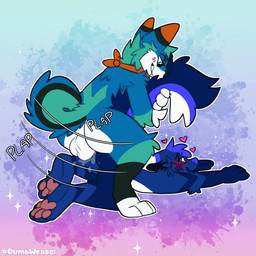 anthro blush bodily_fluids cum cum_in_ass cum_inside duo from_behind_position genital_fluids heart_symbol kerchief looking_at_another looking_back looking_pleasured male male/male motion_lines mounting plap sex tail tail_grab teeth_showing spicy_weasel weaseldumb cobalt_(cobaltdahusky) cobalt_skunk canid canine canis domestic_dog husky mammal mephitid nordic_sled_dog skunk spitz 1:1 hi_res