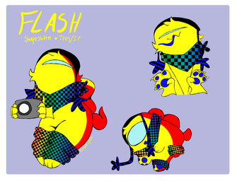 ambiguous_gender blue_pawpads border camera clothing flash_(kr33perklown) fur kerchief leg_warmers legwear multicolored_clothing pawpads pronouns rainbow_clothing solo stated_pronouns tail white_border yellow_body yellow_fur eyestrain_warning kr33perklown one_rttdklwn among_us innersloth impostor_(among_us) absurd_res hi_res nonbinary_(lore)