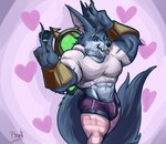 abs barazoku biceps blue_body blue_fur bracelet bulge butt claws clothed clothing ears_up eyebrows fangs finger_claws fur jewelry male muscular muscular_male panties paws pecs solo tail teeth tongue tongue_out underwear pinumontbalou league_of_legends mythology riot_games tencent warwick_(lol) canid canine mammal mythological_canine mythological_creature were werecanid werecanine werewolf hi_res