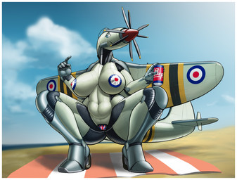 aircraft airplane anthro back_wings beach beach_towel belly beverage beverage_can big_breasts breasts cloud cockpit crouching female fin genitals green_body holding_object looking_at_viewer machine metallic_body navel not_furry nude nude_anthro nude_female outside pasties propeller sand seaside smile solo tail tail_fin thick_thighs towel vehicle water wheel wheel_feet wide_hips wings ndragon3 aeromorph living_aircraft living_machine living_vehicle digital_media_(artwork) hi_res