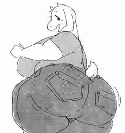 anthro big_breasts big_butt bottomwear breasts butt clothing denim denim_bottomwear denim_clothing eyelashes female floppy_ears horn huge_breasts huge_butt huge_thighs jeans looking_back overweight overweight_anthro overweight_female pants rear_view simple_background solo tail thick_thighs tight_bottomwear tight_clothing tight_jeans tight_pants white_background olozva undertale_(series) toriel boss_monster_(undertale) bovid caprine goat mammal 2024 greyscale monochrome