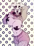 anthro big_breasts breasts female glistening_eyelids pasties simple_background solo standing text thick_thighs wide_hips smokedsoul35 kom_(komdog) canid canine canis domestic_dog mammal digital_media_(artwork) hi_res portrait three-quarter_portrait