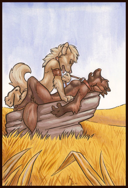 anal anal_penetration anthro anthro_on_anthro anthro_penetrated anthro_penetrating anthro_penetrating_anthro armband border claws clenched_teeth cloud collar dominant dominant_male duo eyes_closed from_front_position fur hair holding_leash holding_object leash leash_pull lying male male/male male_penetrated male_penetrating male_penetrating_male missionary_position nude on_back on_rock orange_border outside penetration penile rock sex sky spread_legs spreading submissive submissive_male tail teeth toe_claws tongue tongue_out keovi canid canine mammal 2006 acrylic_painting_(artwork) marker_(artwork) painting_(artwork) traditional_media_(artwork) traditional_painting_(artwork) traditional_watercolor_(artwork) watercolor_(artwork)
