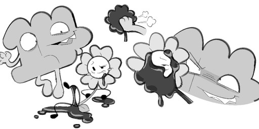 duo female flower grin group latex liquid_latex male not_furry plant slime smile teeth clockstops3am conditional_dnp battle_for_dream_island object_shows fourteen_(bfdi) algebralian animate_inanimate elemental_creature flora_fauna flower_creature character_request greyscale hi_res monochrome