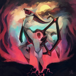 ambiguous_gender cloud feral sky solo sun salanchu nintendo pokemon arceus generation_4_pokemon legendary_pokemon pokemon_(species) digital_media_(artwork) digital_painting_(artwork) hi_res painting_(artwork)