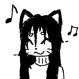 ^_^ anthro black_hair clothing eyes_closed female hair happy music smile solo sweater topwear turtleneck vibing anonymous_artist lily_white domestic_cat felid feline felis mammal animated animated_gif low_res monochrome short_playtime