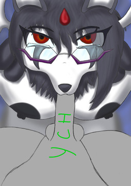 anthro areola big_areola depth_of_field duo eyewear female glasses looking_at_viewer looking_up male male/female nipples oral oral_penetration penetration red_eyes simple_background zero3delta nintendo pokemon amaya_nizui anon generation_4_pokemon generation_6_pokemon hybrid hybrid_pokemon lucario mega_absol mega_evolution pokemon_(species) absurd_res hi_res