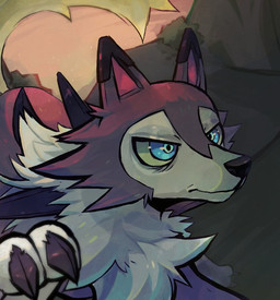 ambiguous_gender black_claws blue_eyes brown_body brown_fur claws feral fur pink_inner_ear rock shootinggorilla solo spikes sun tuft white_body white_fur yellow_sclera nintendo pokemon generation_7_pokemon lycanroc midday_lycanroc pokemon_(species)
