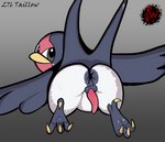 4_toes animal_genitalia anisodactyl anus avian backsack balls beak bird butt claws digital_media_(artwork) erection feathers feet feral generation_3_pokemon genitals hi_res looking_at_viewer looking_back male nintendo penis pokemon pokemon_(species) presenting puffy_anus rapistwerewolf rear_view simple_background small_balls soles solo taillow toe_claws toes wings