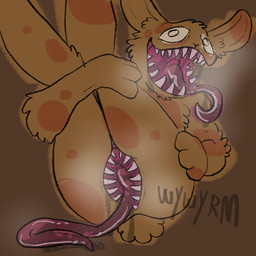 ambiguous_gender anomaly anthro bodily_fluids drooling drooling_tongue long_tongue markings mouth_for_vulva nude nude_anthro open_mouth saliva sharp_teeth solo spots spotted_markings teeth tongue tongue_out wywyrm animal_hospital roblox anomaly_(animal_hospital) lagomorph leporid mammal monster rabbit 1:1 hi_res