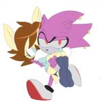 anthro bridal_carry brown_hair carrying_another dreamworks_smirk duo female female_anthro fur hair holding_partner male piercing purple_body purple_fur red_eyes simple_background smile tan_body tan_fur white_background unknown_artist sega sonic_the_hedgehog_(series) bump_the_deer coldsteel_the_hedgeheg fan_character deer eulipotyphlan hedgehog mammal 1:1