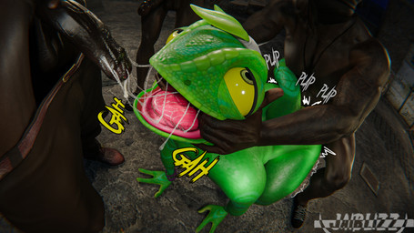 3_fingers against_surface anal anal_penetration anthro arm_tattoo backwards_cap being_watched bodily_fluids bottomwear bottomwear_around_legs bottomwear_down clothed clothing clothing_around_legs cum cum_drip cum_in_mouth cum_inside dripping fingers gangbang gaping_mouth genital_fluids genitals genitals_touching grabbing_head green_body group group_sex headgear headwear human_on_anthro interspecies leaking leaking_cum looking_at_another looking_pleasured looking_up male male/male muscular muscular_male onomatopoeia open_mouth out_of_breath outdoor_nudity outside outside_sex pants pants_around_legs pants_down partially_clothed pecs penetration penis pseudo_hair purple_clothing rough_sex saliva saliva_on_penis saliva_on_tongue saliva_string sex sound_effects tattoo text thick_thighs yellow_eyes jaiblizz epic_games fortnite fortnite:_battle_royale ziggy_(fortnite) chameleon human lizard mammal reptile scalie 16:9 3d_(artwork) digital_media_(artwork) hi_res widescreen