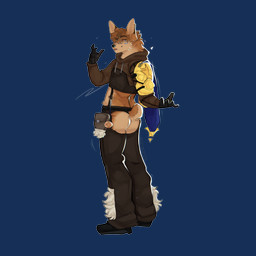 anthro arm_armor armor butt chaps clothing countershading crop_top cropped_hoodie dipstick_ears docked_tail dramatic_pose ear_markings ear_piercing emblem facial_markings footwear fur fur_trim_(clothing) gloves grey_eyes hair handwear head_markings male markings medal midriff multicolored_ears orange_body orange_fur orange_hair piercing pom_poms pouch_(clothing) rim_light shirt shoes short_tail smile solo tail teasing tongue tongue_out topwear cerberussenn bellamy_swann_(cerberussenn) canid canine fox mammal 1:1 absurd_res alpha_channel hi_res
