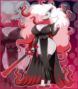 anthro armor big_breasts border breasts butt clothing corset dress female gloves hair handwear huge_breasts lingerie long_hair melee_weapon solo sword topwear weapon white_hair yellow_border yellow_eyes revkoen nintendo pokemon generation_8_pokemon hisuian_form hisuian_zoroark pokemon_(species) regional_form_(pokemon) absurd_res hi_res model_sheet