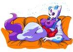 areola asian_clothing breasts clothing east_asian_clothing exposed_breasts female furniture japanese_clothing kimono nipples sofa theoverloader nintendo pokemon froslass generation_4_pokemon pokemon_(species) hi_res