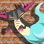 breaking_the_fourth_wall brick brick_background brick_wall feral looking_at_viewer shadow solo text wall_(structure) sevi_blaze nintendo pokemon dragapult generation_8_pokemon pokemon_(species) 1:1 english_text flat_colors