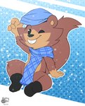 beanie boots brown_body clothed clothing convenient_censorship footwear fur hair hat headgear headwear legwear looking_at_viewer nude scarf shoes simple_background smile spread_legs spreading tail nutty_bo bo_(nutty_bo) mammal rodent sciurid tree_squirrel hi_res