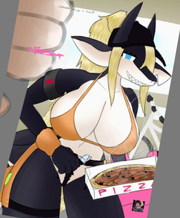 anthro armband backpack bicycle big_breasts blonde_hair blue_eyes box breasts clothing container delivery_(commerce) doorway electronics female food food_delivery grey_body hair hair_over_eye hat headgear headphones headset headwear holding_object kemono legband multicolored_body notched_ear one_eye_obstructed orange_clothing orange_swimwear pink_backpack pizza pizza_box pizza_delivery ponytail simple_background simple_coloring simple_eyes simple_face solo swimwear tan_body thighband two_tone_body vehicle wakaba_symbol 3000eurosoap xaviersobased olive_(buta99) aquatic fish human mammal shark absurd_res hi_res shaded simple_shading sketch