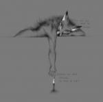 anthro candle male nude solo text pira canid canine fox mammal 2013 english_text greyscale monochrome sketch