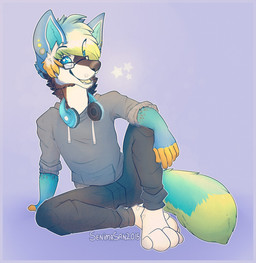 4_toes 5_fingers anthro biped clothing eyewear feet fingers glasses grey_clothing grey_hoodie grey_topwear hoodie open_mouth sitting smile solo teeth toes tongue topwear senimasan canid canine canis mammal wolf 2015 digital_media_(artwork) hi_res