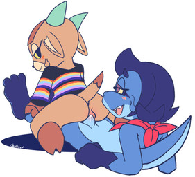 3_toes anthro anthro_on_anthro anthro_penetrated anthro_penetrating anthro_penetrating_anthro anus black_clothing black_eyes black_topwear blue_body blue_clothing blue_hair blue_horn blue_penis blue_scales blue_topwear blush bodily_fluids bottomless brown_body brown_fur clothed clothing cum cum_from_vagina cum_in_vagina cum_inside cum_on_penis dipstick_tail duo eyewear fangs feet female female_on_top female_penetrated fist fur genital_fluids genitals glasses hair half-closed_eyes hooves horn interspecies kerchief kneeling male male/female male_on_bottom male_penetrating male_penetrating_female markings mostly_nude multicolored_clothing multicolored_tail multicolored_topwear narrowed_eyes on_bottom on_top open_mouth pattern_clothing pattern_topwear penetration penis purple_clothing purple_eyes purple_topwear rainbow_clothing rainbow_topwear red_clothing red_kerchief red_topwear reverse_cowgirl_position scales sex simple_background spread_legs spreading straddling striped_clothing striped_topwear stripes sweat sweatdrop sweater tail tail_markings tan_body tan_fur tan_inner_ear teeth toes topwear vulva white_background yellow_clothing yellow_sclera yellow_topwear senshion animal_crossing nintendo pashmina_(animal_crossing) ulti_(ultilix) bovid caprine goat lizard mammal reptile scalie 2020 absurd_res hi_res