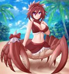 2021 arthropod arthropod_taur blurred_background bow_ribbon breasts clothed clothing crab crab_taur crustacean crustacean_taur decapoda digital_media_(artwork) eyebrows eyelashes female fingers hair hi_res humanoid humanoid_taur looking_at_viewer malacostracan marine marine_taur monster_girl_(genre) monster_girl_1000 navel outside polishes-many-spears_(monster_girl_1000) smile solo taur text twistedscarlett60 url