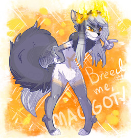 angry ankle_tuft anthro black_nose clenched_teeth command crown crown_only dialogue digitigrade featureless_crotch flaming_crown fur gesture grey_body grey_fur grey_hair hair hand_gesture hand_on_hip hand_on_own_hip headgear headgear_only impregnation_request leaning leaning_forward leg_tuft long_hair male orange_eyes paws pointing solo standing tail teeth text tuft white_body white_fur crownedvictory mammal 2015 digital_drawing_(artwork) digital_media_(artwork) english_text full-length_portrait handwritten_text portrait shaded