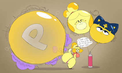 accessory aloha_shirt anthro balloon bell bell_accessory big_breasts big_butt black_mouth black_sclera blonde_hair blush bottomwear breasts brown_background brown_clothing brown_footwear brown_shoes butt clothed clothing dialogue dipstick_tail fart farting_in_balloon female footwear hair hair_accessory hairband helium_tank huge_butt huge_thighs inflatable looking_at_viewer markings motion_lines onomatopoeia open_mouth open_smile panties panties_down partially_clothed pattern_clothing pattern_shirt pattern_topwear pink_clothing pink_panties pink_tongue pink_underwear power_balloon purple_gas red_clothing red_hairband red_shirt red_topwear shirt shoes short_stack side_view simple_background skirt smile smiling_at_viewer solo sound_effects speech_bubble tail tail_markings tan_bottomwear tan_clothing tan_skirt tan_tail_tip teeth text thick_thighs tongue topwear underwear underwear_down white_eyes yellow_ears yellow_tail beeblimp jalpunny third-party_edit animal_crossing mario_bros nintendo isabelle_(animal_crossing) canid canine canis domestic_dog mammal shih_tzu toy_dog 2025 color_edit colored digital_media_(artwork) english_text flat_colors hi_res