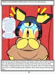 absurd_res aeris_(rodent_powered) amazed anthro blue_eyes clothing curtains dialogue english_text female generation_2_pokemon hat headgear headwear hi_res nintendo open_mouth pichu pokemon pokemon_(species) pokemon_mystery_dungeon rodent_powered_(softestpuffss) softestpuffss solo speech_bubble spike_chunsoft text