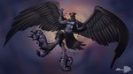 animal_mask anthro beak_mask big_feet claws clothing feathers feet female flying leather leather_clothing mask mid_transformation plague_doctor solo tail tail_feathers talons toes torn_clothing transformation wings agonwolfe avian bird corvid corvus_(genus) crow mammal oscine passerine therianthrope 16:9 hi_res widescreen